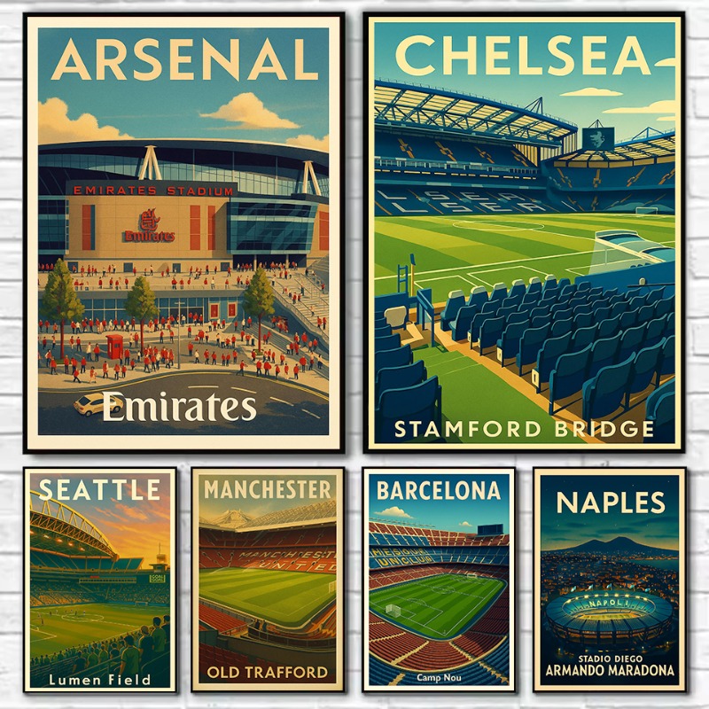 Resin Art Wall Decor - Pôster Retrô do Famoso Estádio de