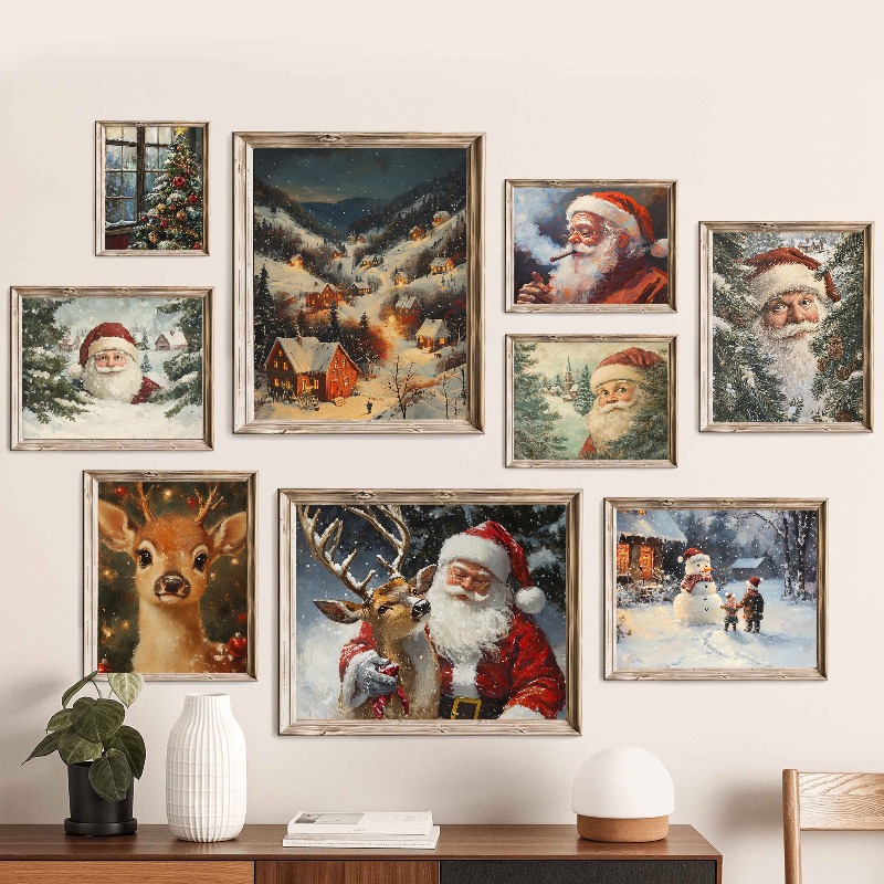 Xmas Resin Art - Arte de Parede Vintage de Natal: