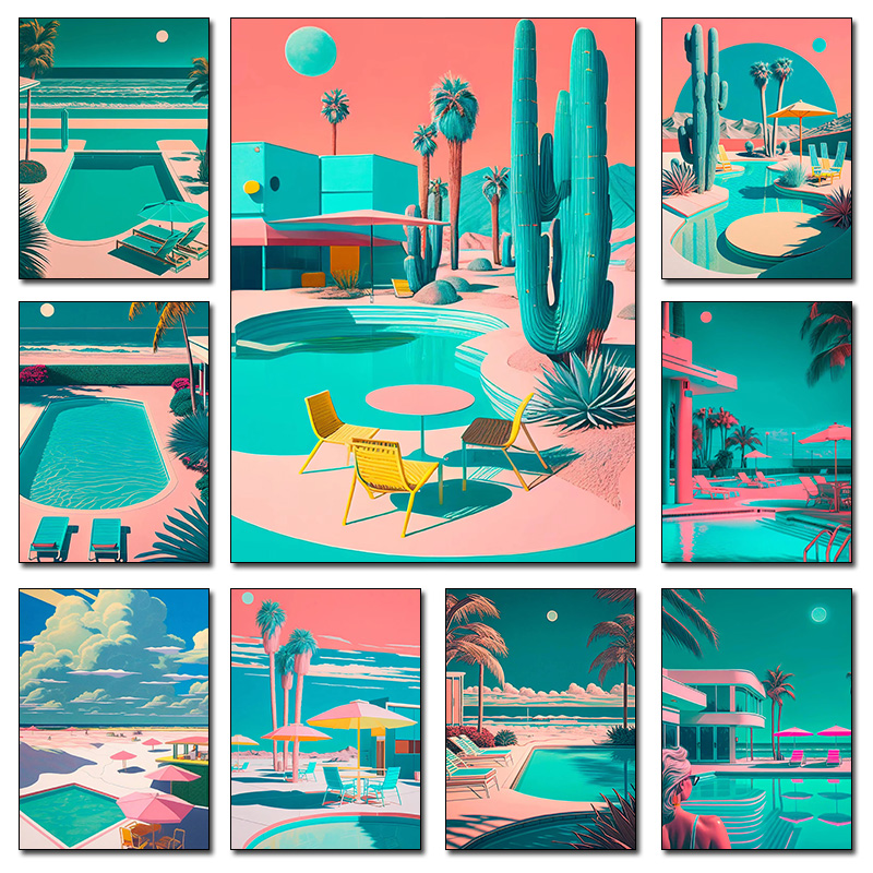 Resin Art Wall Decor - Pôster de Pintura Diamante Retrô Futurista
