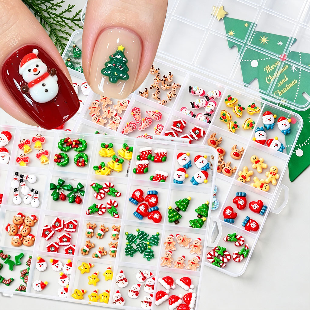 Xmas Resin Art - 1 Caixa de Decorações de Unhas