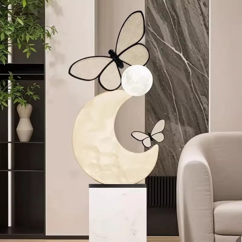 Resin Art Floor Design - Moderno luxo resina borboleta escultura lâmpada