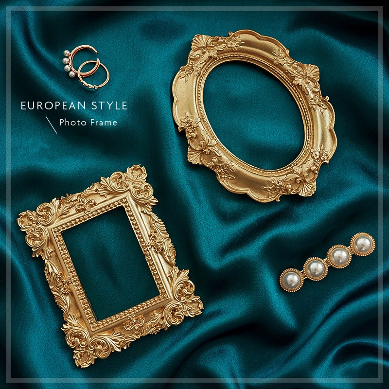 Resin Art Photo Frame - Moldura retrô dourada para arte em