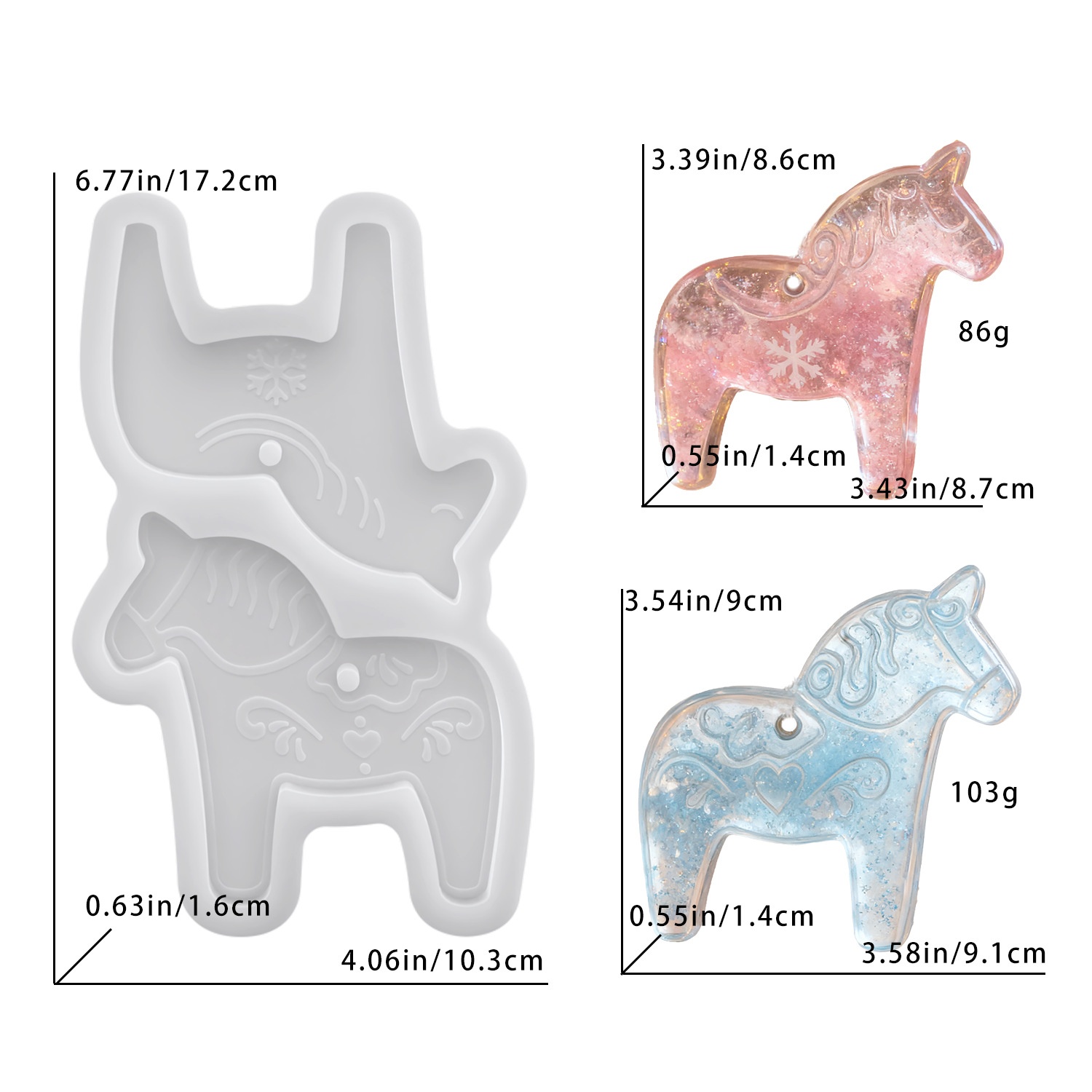 Resin Art Epoxy - Moldes de Silicone Dala Horse para