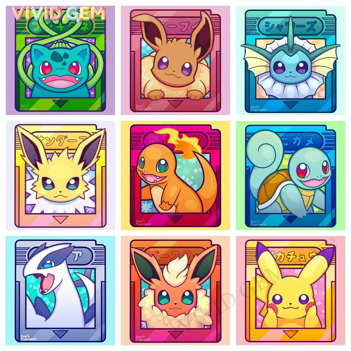 Resin Art Home Decor - Pintura Diamante VIVID GEM Pokémon: Desenho