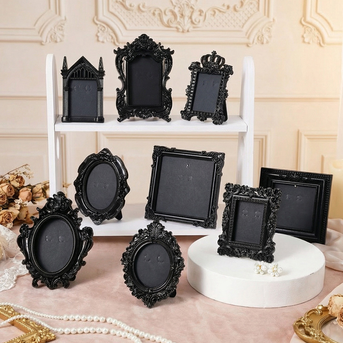 Resin Art Photo Frame - Mini Porta-Retratos Retrô, Adereços Fotográficos, Porta-Retratos