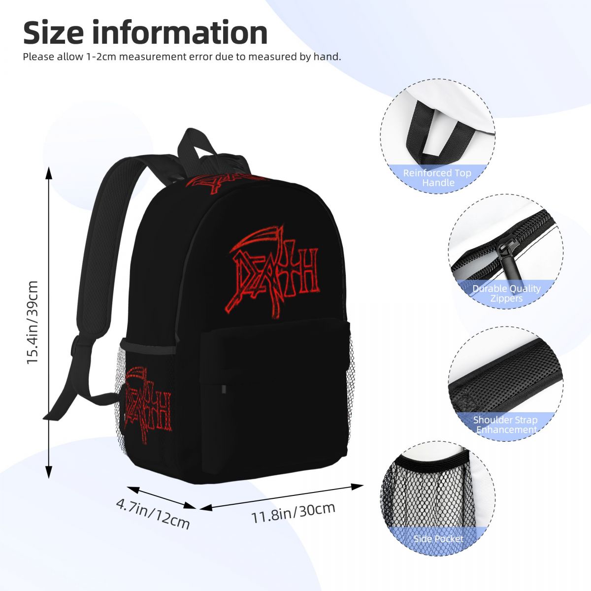 Death band logotipo mochila es - Resin Art Logo avaliação e preço