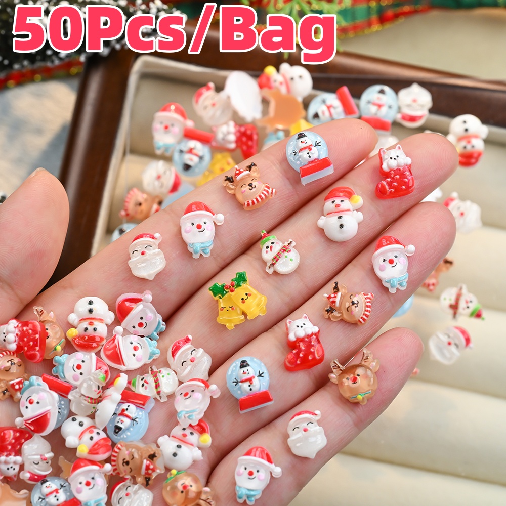 50 pçs 3d natal boneco de neve - Xmas Resin Art avaliação e preço
